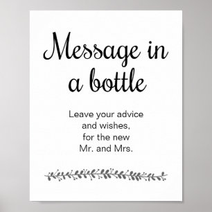 Affiche Message Dans Une Bouteille Livre D'Invité Mariage