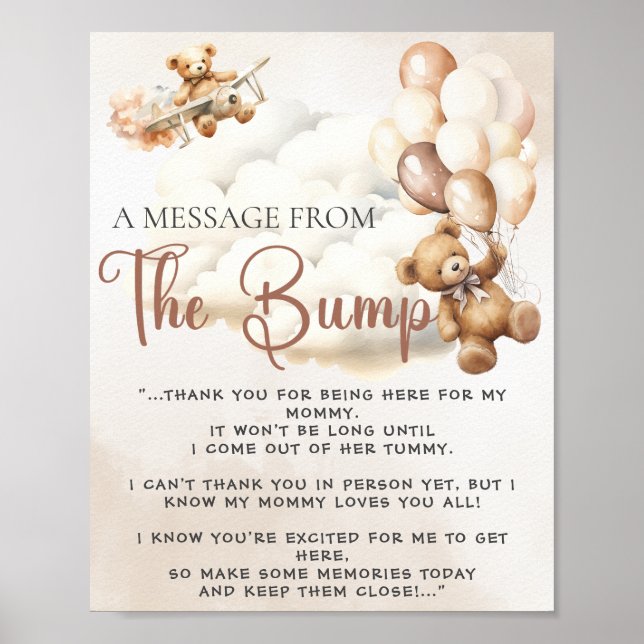 Affiche MESSAGE DE BUMP Baby Shower JEU (Devant)