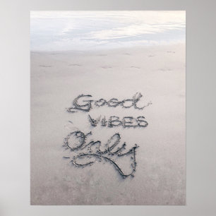 AFFICHE MESSAGE DE PLAGE "GOOD VIBES UNIQUEMENT"