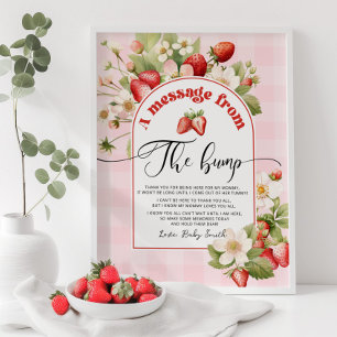 Affiche Message de shower de bébé fraise depuis le bump