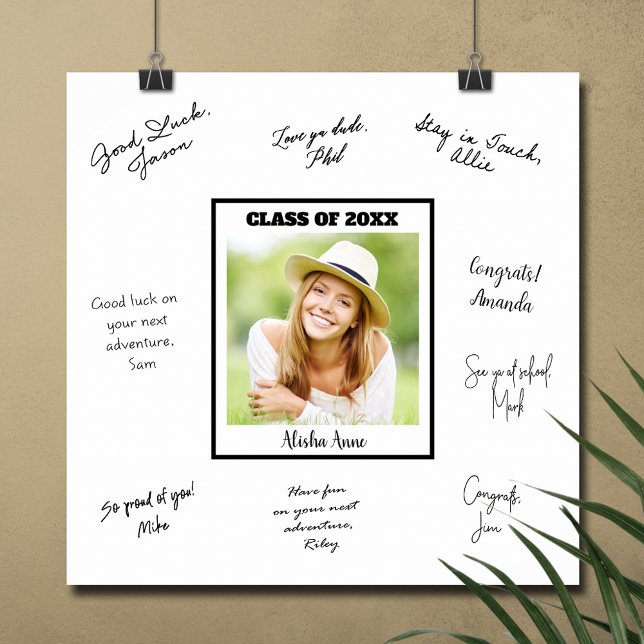 Affiche Message de signature de fête de fin d'études (Photo graduation party autograph message poster - PRINTED and/or INSTANT DOWNLOAD)