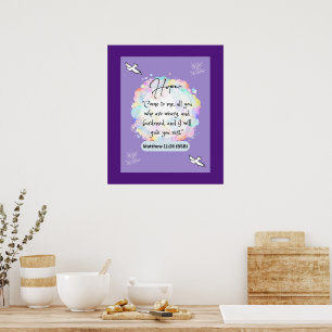 Affiche Message d'espoir - Matthew 11-28 - 20 x 24 -