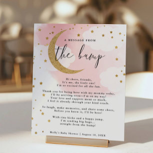 Affiche Message du Baby shower Bump Pink Gold Moon