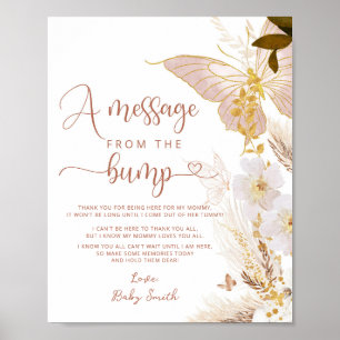 Affiche Message du papillon rouge en or