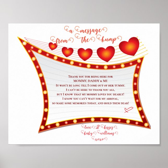 Affiche Message From The Bump Valentine Baby Shower (Devant)
