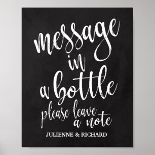 Affiche Message in a Bottle 8x10 Chalkboard Wedding Sign