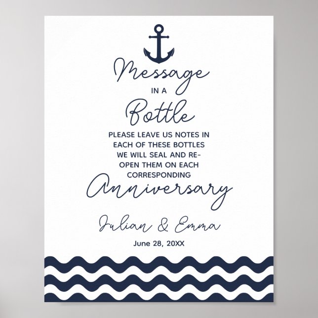 Affiche message mariage marine et blanc dans une impressio (Devant)