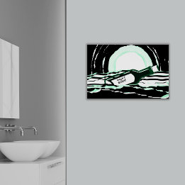 Affiche Message Océan Pleine lune Abstrait Dans Une Boutei