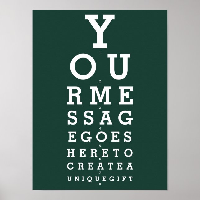 Affiche Message personnalisé Emerald Green Eyesight Chart (Devant)