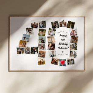 Affiche Message personnalisé pour les 40 ans Collage de ph