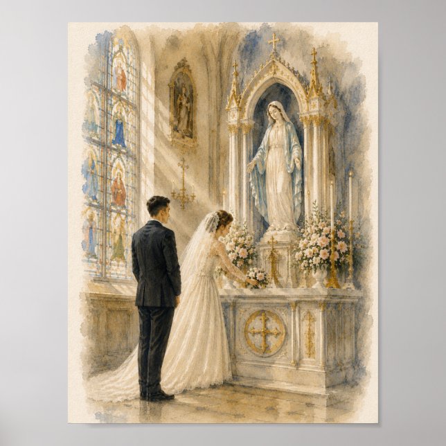 Affiche Messe latine traditionnelle première messe aquarel (Devant)