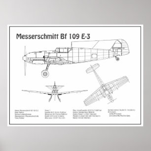 Affiche Messerschmitt Bf 109 - Plan d'avion BD