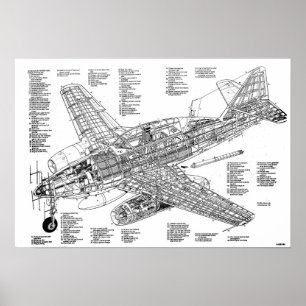 Affiche Messerschmitt me-262 chasseur à réaction (Diagram)