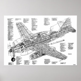 Affiche Messerschmitt me-262 chasseur à réaction (Diagram)