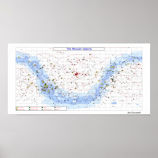 Affiche Messier Star Chart, vue globale simple (Devant)