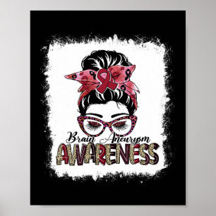 Affiche Messy Bun Burgundy Ribbon Cerveau Aneurysme Sensib