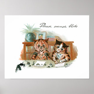 Affiche Messy Cats par Louis Wain Postcard