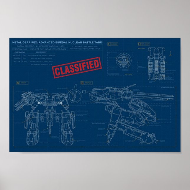 Affiche Métal Gear Solid Rex Blueprints (Devant)