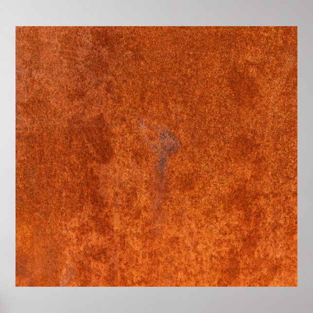 Affiche métal rouillé patiné : texture orange-rouge. (Devant)