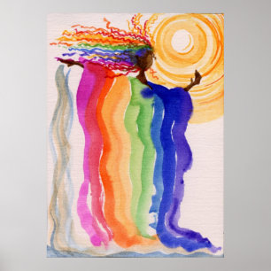 Affiche Métamorphose Rainbow Woman Aquarelle Peinture