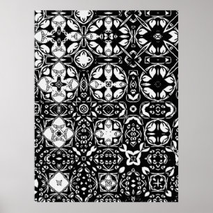 Affiche Metamorphosis Medallion Pattern Black and White 