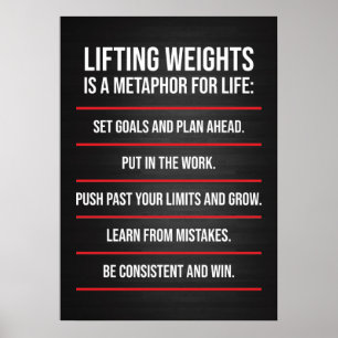 Affiche Métaphore des poids de levage - Motivation de l'en