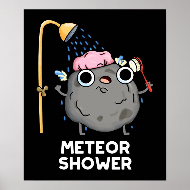 Affiche Meteor Douche Funny Science Pun Dark BG (Devant)