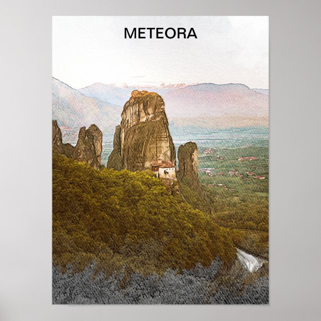 Affiche Meteora Grèce Rock Mounts Voyage (Devant)