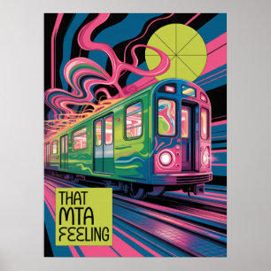 Affiche Métro de NYC Style Psychedelique de Train MTA Art
