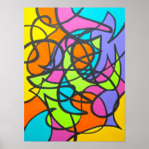 Métro Lune - Art Abstrait Peint À La Main