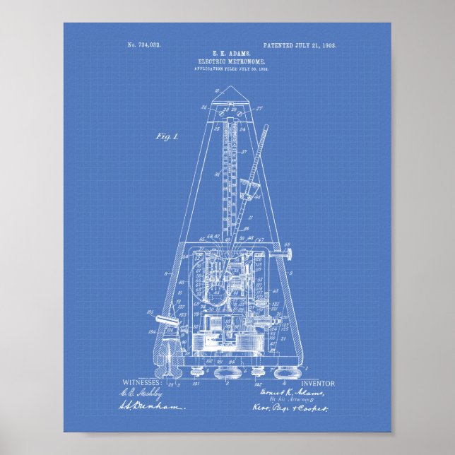 Affiche Metronome électrique 1903 Brevet Art Plan directeu (Devant)
