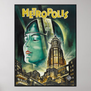 Affiche METROPOLIS Fritz Lang Sci-Fi Drama 1927 Vieux film