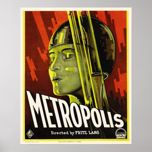 Affiche METROPOLIS Réalisé par Fritz Lang 1927 Vieux film (Devant)