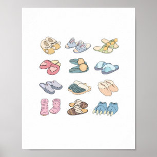 Affiche mets tes pieds en l'air, thème chaussons