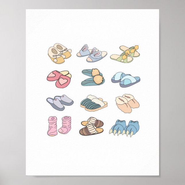 Affiche mets tes pieds en l'air, thème chaussons (Devant)