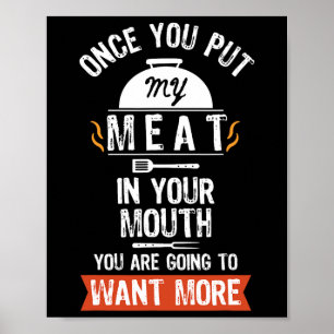 Affiche Mettez Ma Viande Dans Votre Bouche Bbq Grillant Dr