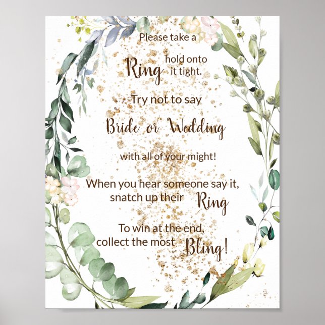 Affiche Mettez un anneau sur son signe de jeu de douche hé (Devant)