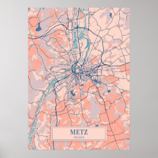 Affiche Metz - France Breezy Plan de la ville