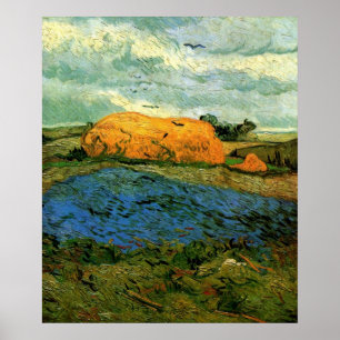 Affiche Meules sous un ciel pluvieux de Vincent van Gogh