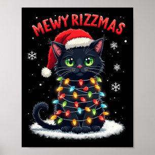 Affiche Mewy Rizzmas Drôle Père Noël Cat Mewing Joke Rizz 