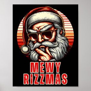 Affiche Mewy Rizzmas Drôle Père Noël Mewing Joke Rizz Mens