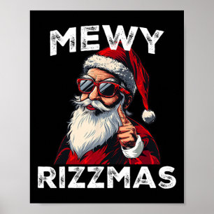Affiche Mewy Rizzmas Drôle Père Noël Mewing Joke Rizz Mens