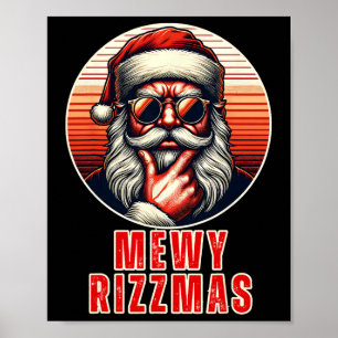 Affiche Mewy Rizzmas Drôle Santa Meowing Blague Rizz Homme