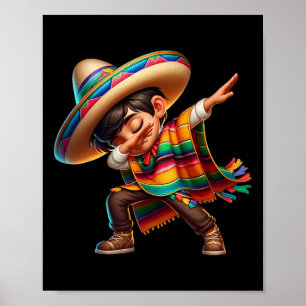 Affiche Mexicain Boy Dabbing Poncho Cinco De Mayo 2