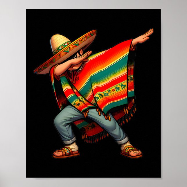 Affiche Mexicain Boy Dabbing Poncho Cinco De Mayo 4 (Devant)