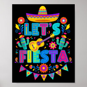 Affiche Mexicain Fête Florale Art Populaire Cinco De Mayo 
