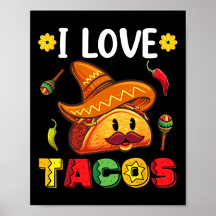 Affiche Mexicaine Cinco De Mayo Chemise I Love Tacos