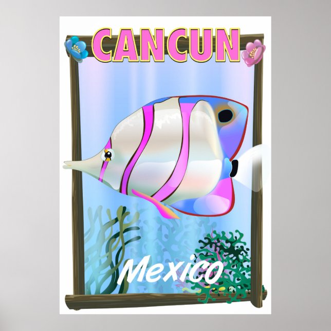 Affiche mexicaine de voyage tropical de Cancun (Devant)