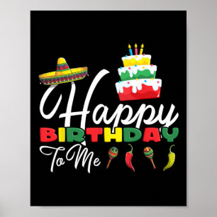 Affiche Mexicaine Holliday Sombrero Cute Cake Joyeux Anniv