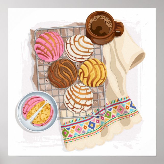 Affiche Mexican Conchas Pan Dulce & Champurrado  (Devant)